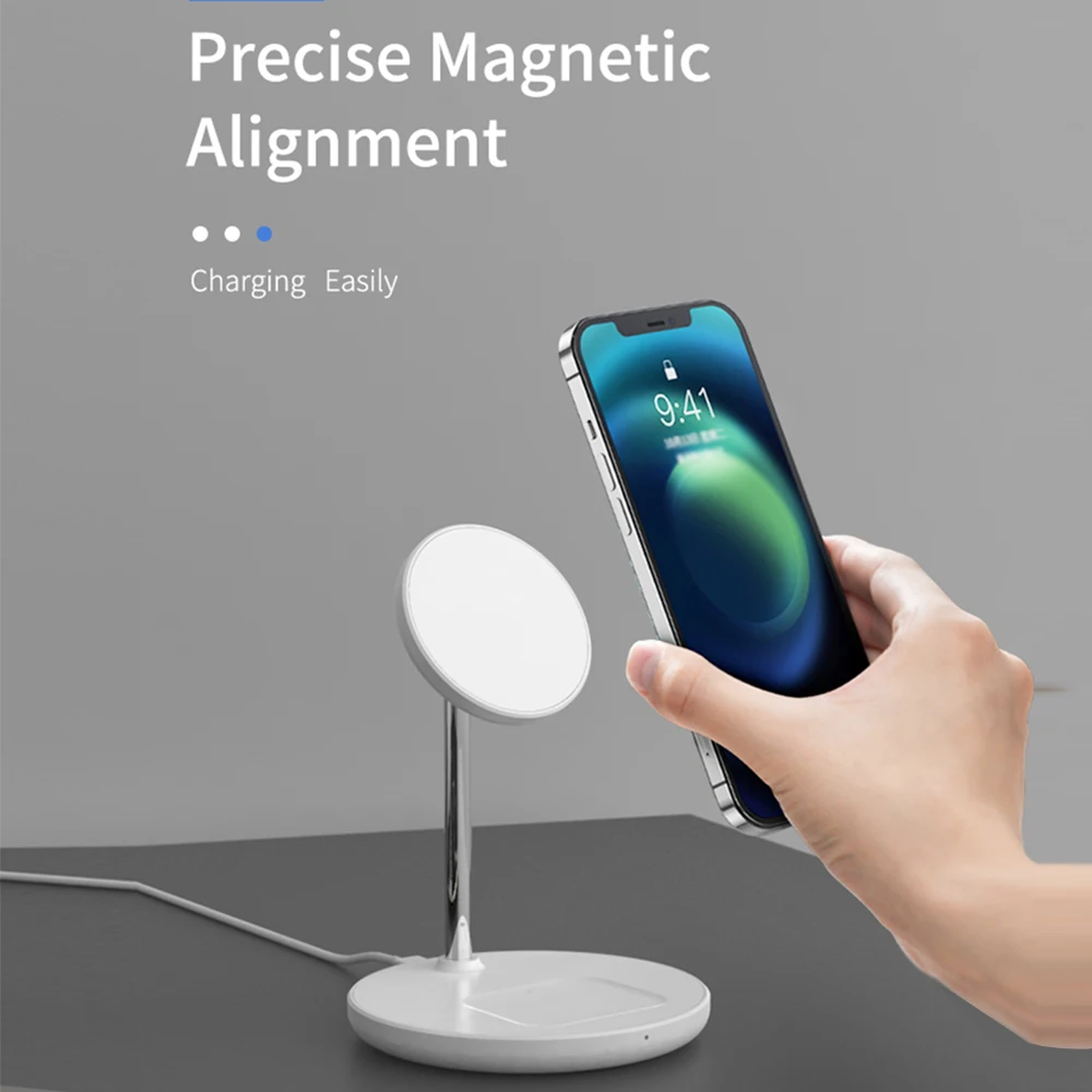 bonola 2 in 1 magnetic wireless charger for iphone 12 pro 11samsung s21 note 15w wireless charger for apple airpodssamsung bud free global shipping