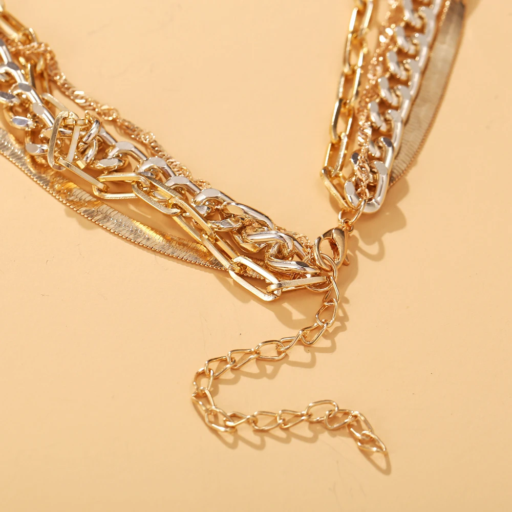 

" New multi-layer snake bone chain angel pendant necklace cuban link jewelry bisuteria ketting kolye bijoux naszyjniki damski "