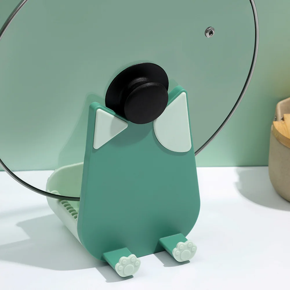 

High-Value Pot and Lid Rack Punch-Free Spatula Rack Plastic Pot Rack Wall-Mounted Cutting Board Rack Cartoon Pot Rack Kitchen