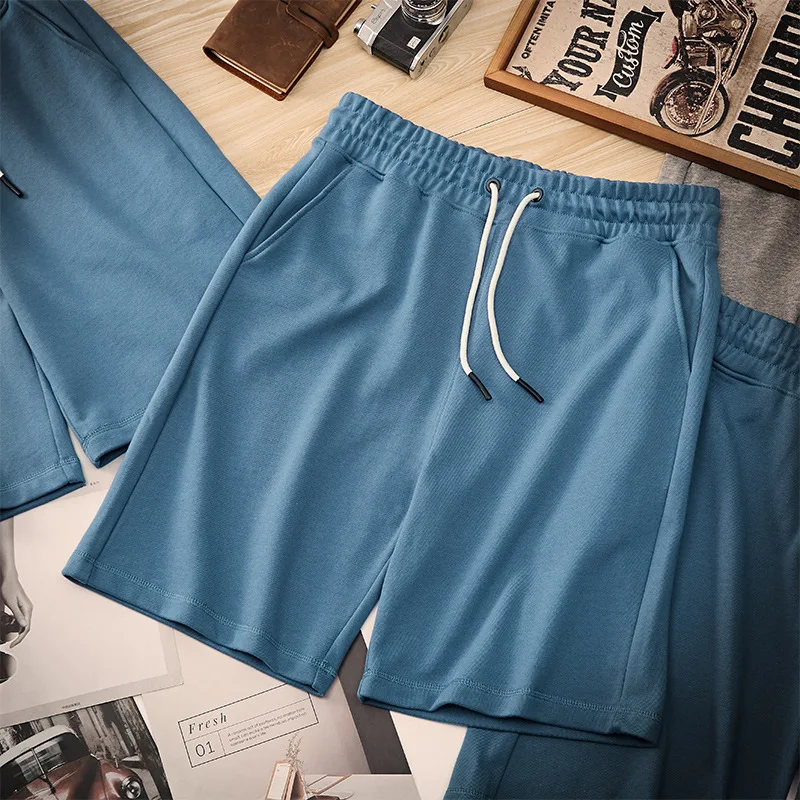 

Summer Casual Straight Cotton Shorts Boys Navy Blue Drawstring Soft Breathable Lace Up Knitted Shorts Plus Size Sweatshorts XXXL