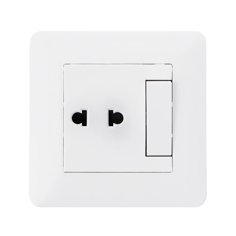 Wall Outlet 2 Hole Universal Power Socket With 1 Gang Way Light Switch Porcelain White Panel | Обустройство дома