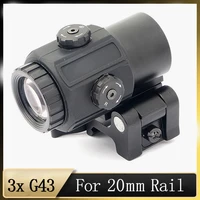 3x g43 magnifier scope sight with switch to side sts qd mount for 20mm rail rifle gun outdoor hunting