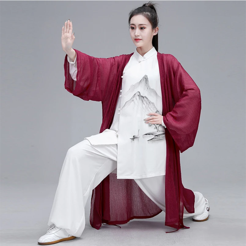 Женский комплект одежды Hanfu Taiji костюм танга изысканный элегантный тай чи из трех