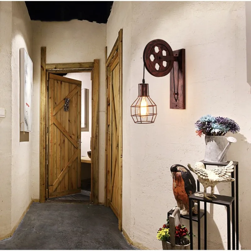 Настенный светильник в стиле ретро Регулируемый потолочный с отверстием для