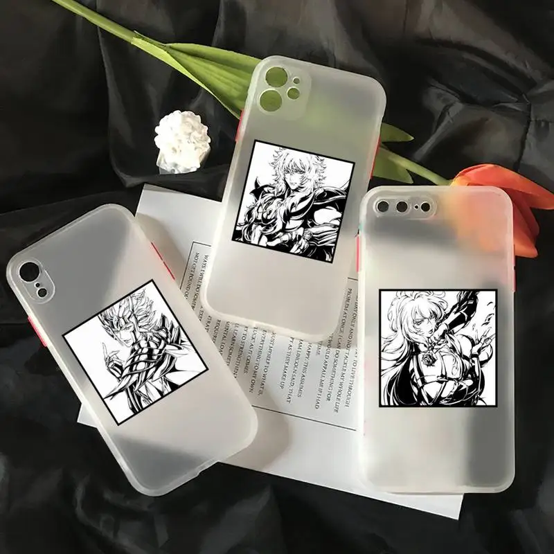 

Saint Seiya Anime Cartoon Phone Case White Color Matte Transparent For iPhone 13 12 Mini 11 Pro X XR XS Max 7 8 Plus Shell Cover
