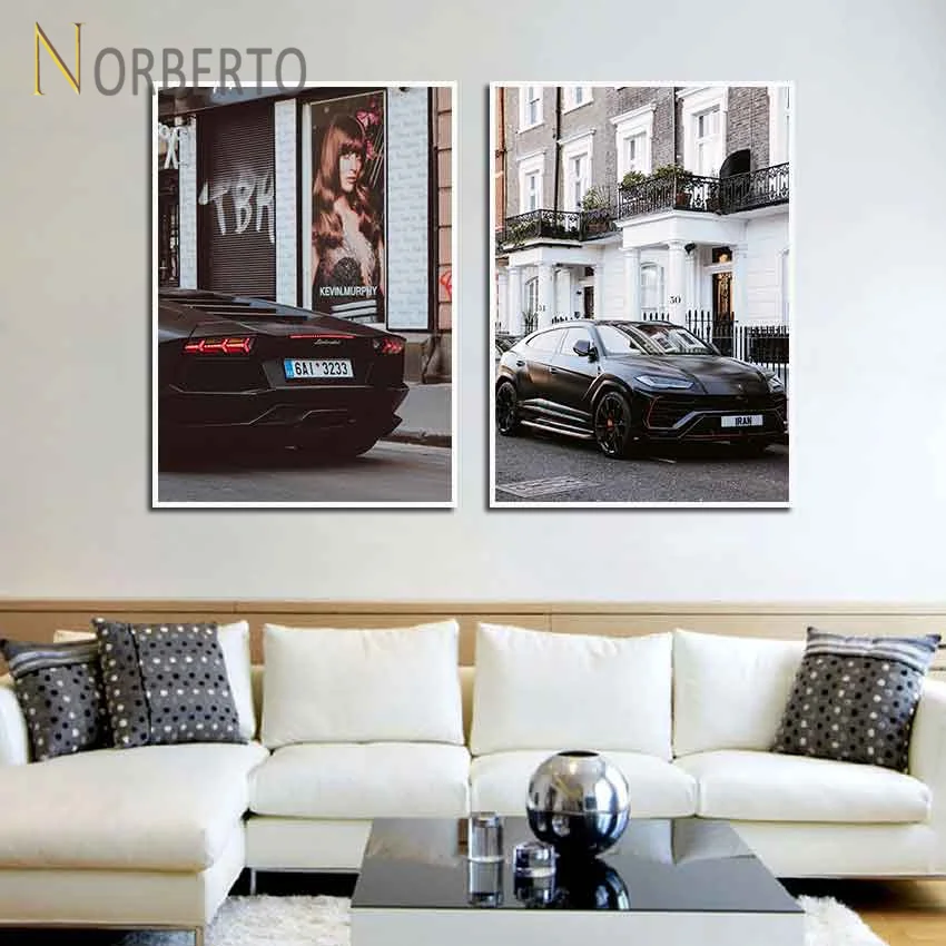 

Modern Canvas Painting Poster Modular Art European Street Scenery Cars Posters Buildings for Home Rooms Gallery Wall Decoration