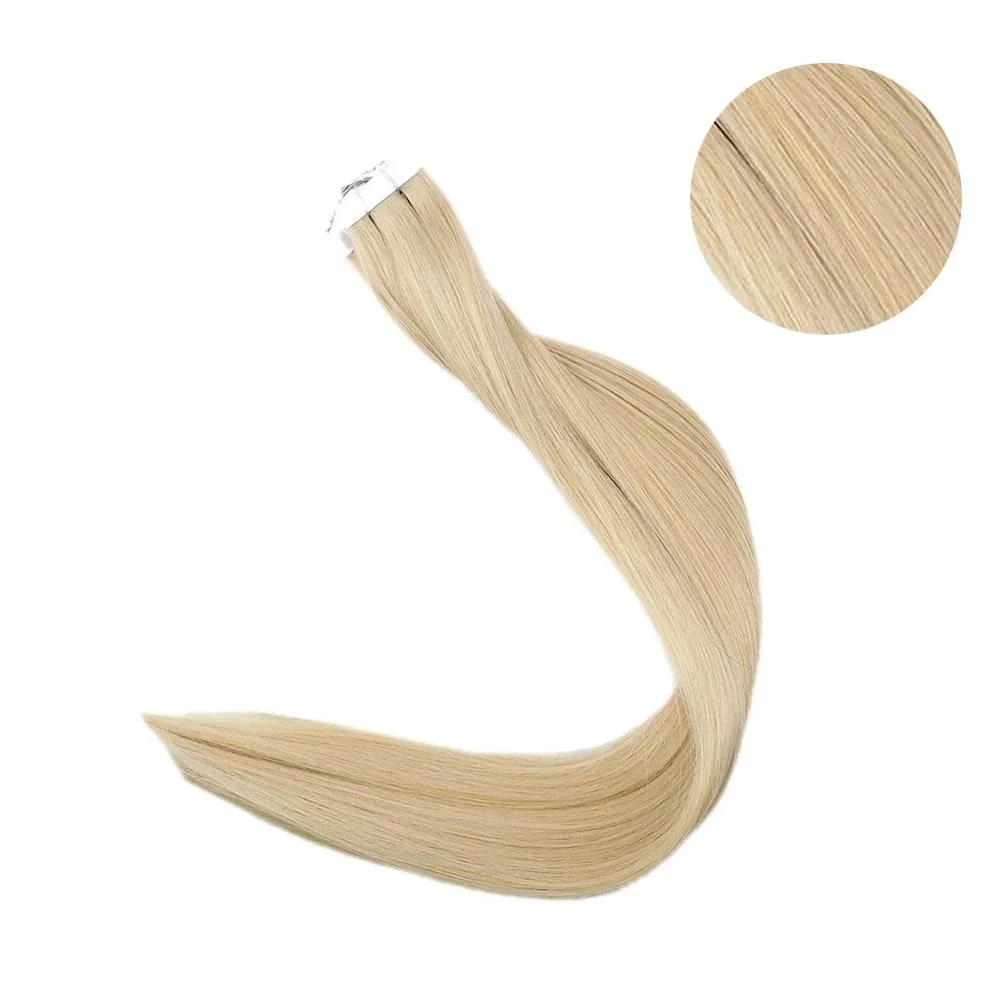 22 Medium Blonde Полный блеск, сплошной цвет, лента для наращивания, человеческие волосы, 100 г, 40 шт., лента для волос, кожа, уток, машина для наращивания, Remy - Цвет: 22 Medium Blonde