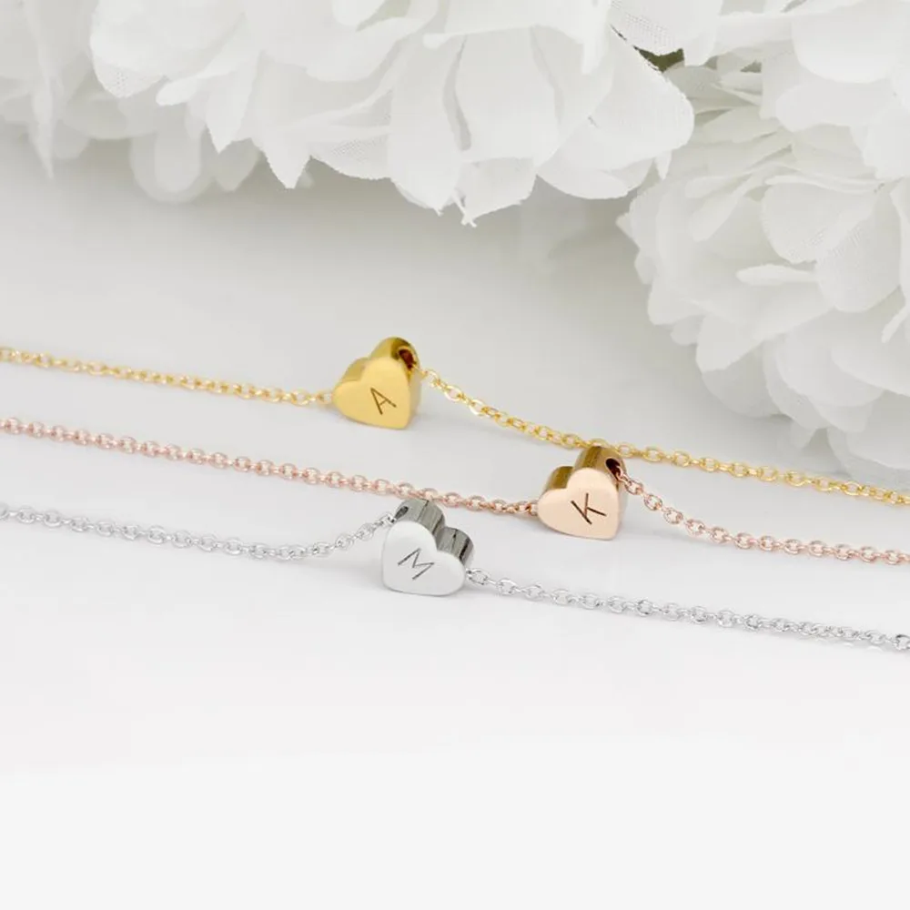 Ожерелье с сердцем на заказ подарочное ожерелье цветком для девочки инициалом