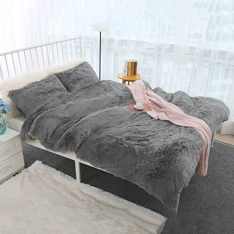 

3pcs/set Fluffy Blanket with Pillow Cover Warm Soft Fleece Blanket for Children Adult EJ