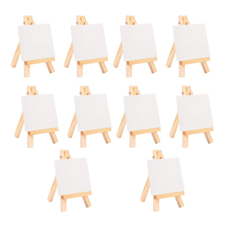 

12Pcs Artists Mini Easel +3 Inch X3 Inch Mini Canvas Set Painting Kids Craft Diy Drawing Small Table Easel for School