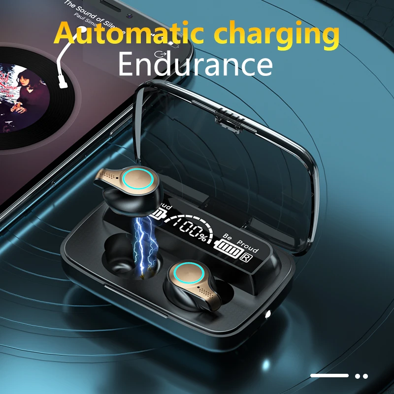 

TWS Bluetooth 5.1 Earphones 2200mAh Charging Box Wireless Headphone 9D Stereo Sports Waterproof Earbuds Headsets With Microphone