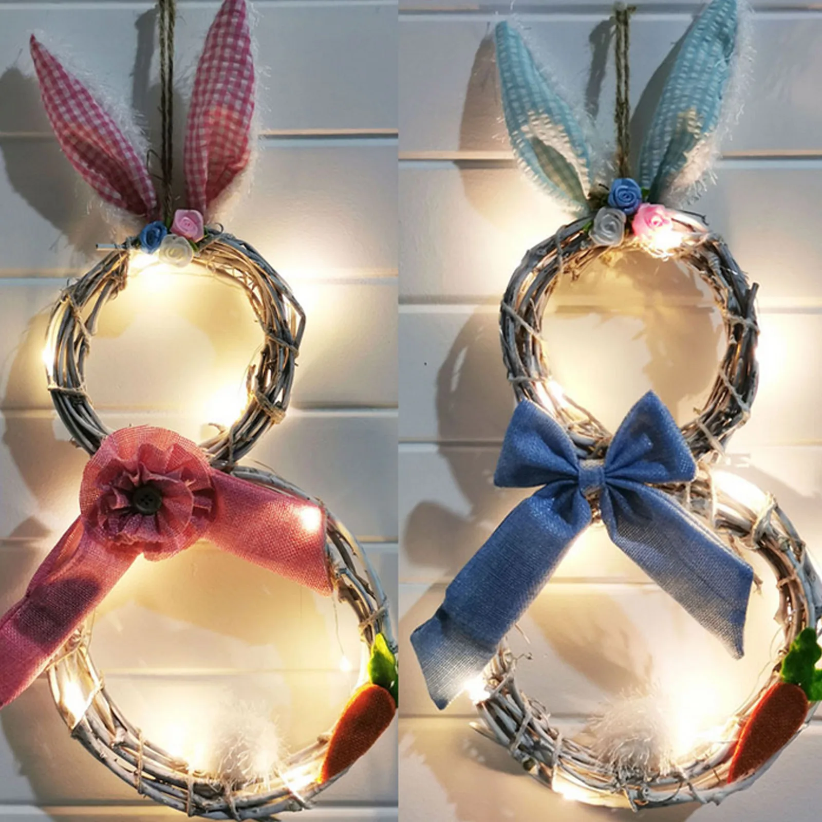 Пасхальный венок в виде зайчика или кролика декоративное светодиодный шение для