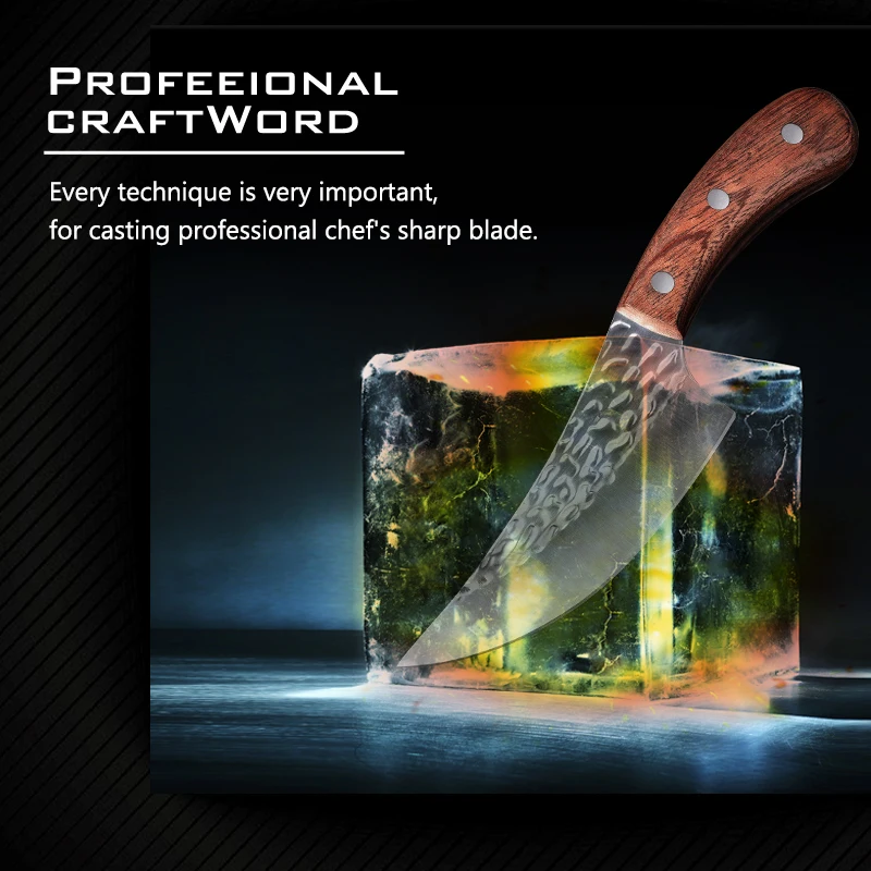 Кованый нож кованый кухонный мясника из нержавеющей стали для мяса фруктов