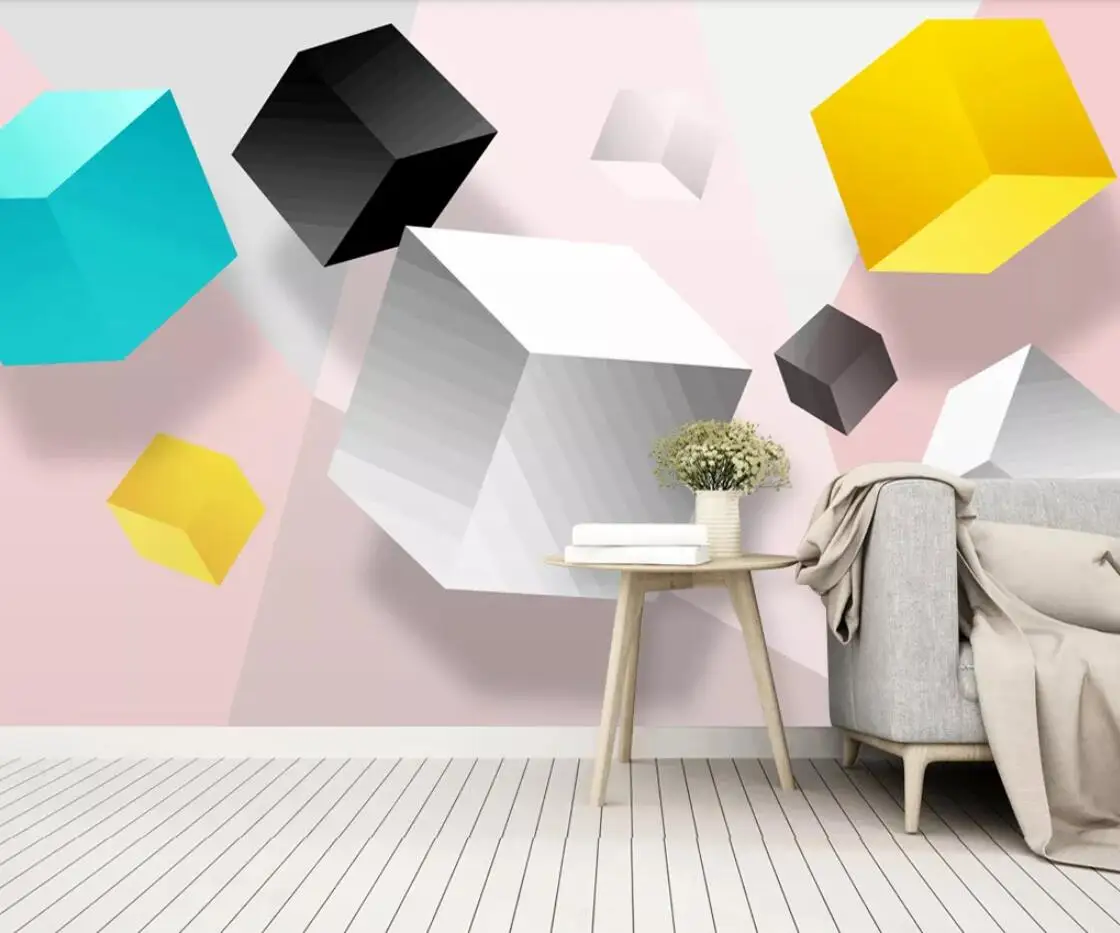 Абстрактных геометрических обои в квадрат настенная 3D большой фото для дома