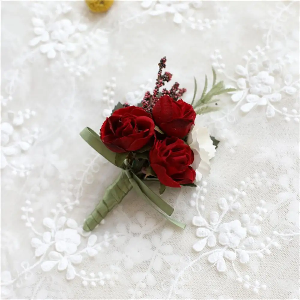 Мужская бутоньерка свадебная брошь на запястье для жениха|Искусственные и сухие