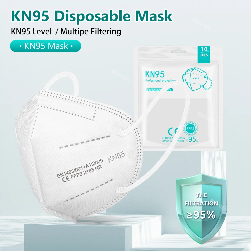 10-100 шт. FFP2 маски для взрослых 5 слоев KN95 маска лица FFP 2 Черная Mascarilla FPP2 Homologada KN 95