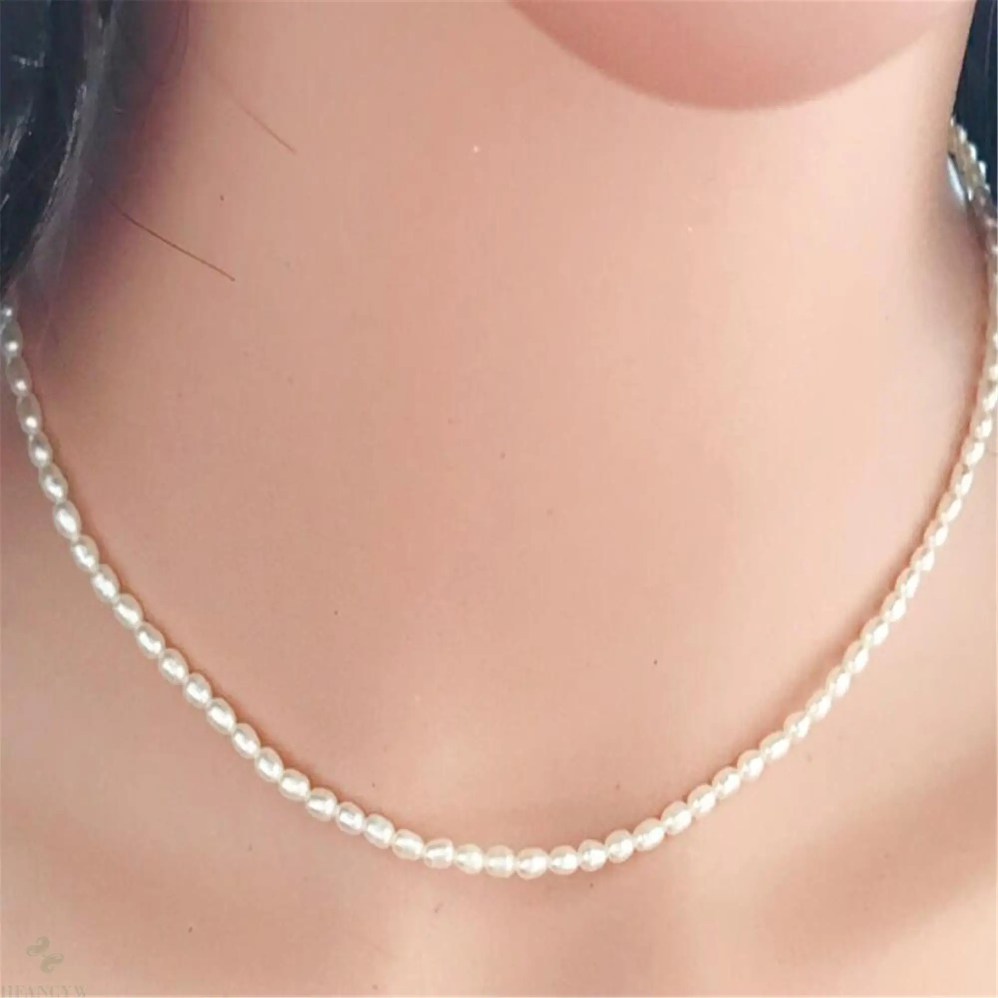 

2-3mm Natural Cultured White Baroque Pearl Necklace 18 inches Wedding Flawless Cultured
