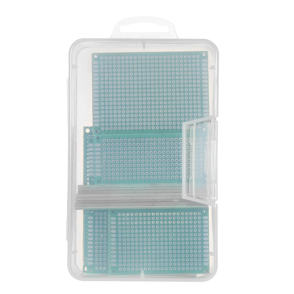 36pcs Double Sided PCB Board Kit Universal Printed Circuit Protoboard +Transparent Case for DIY Soldering Electronic Projects |