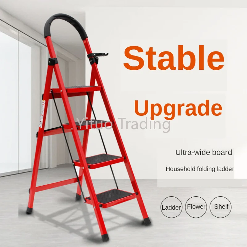 Складная односторонняя лестница домашняя утолщенная стальная труба в елочку из