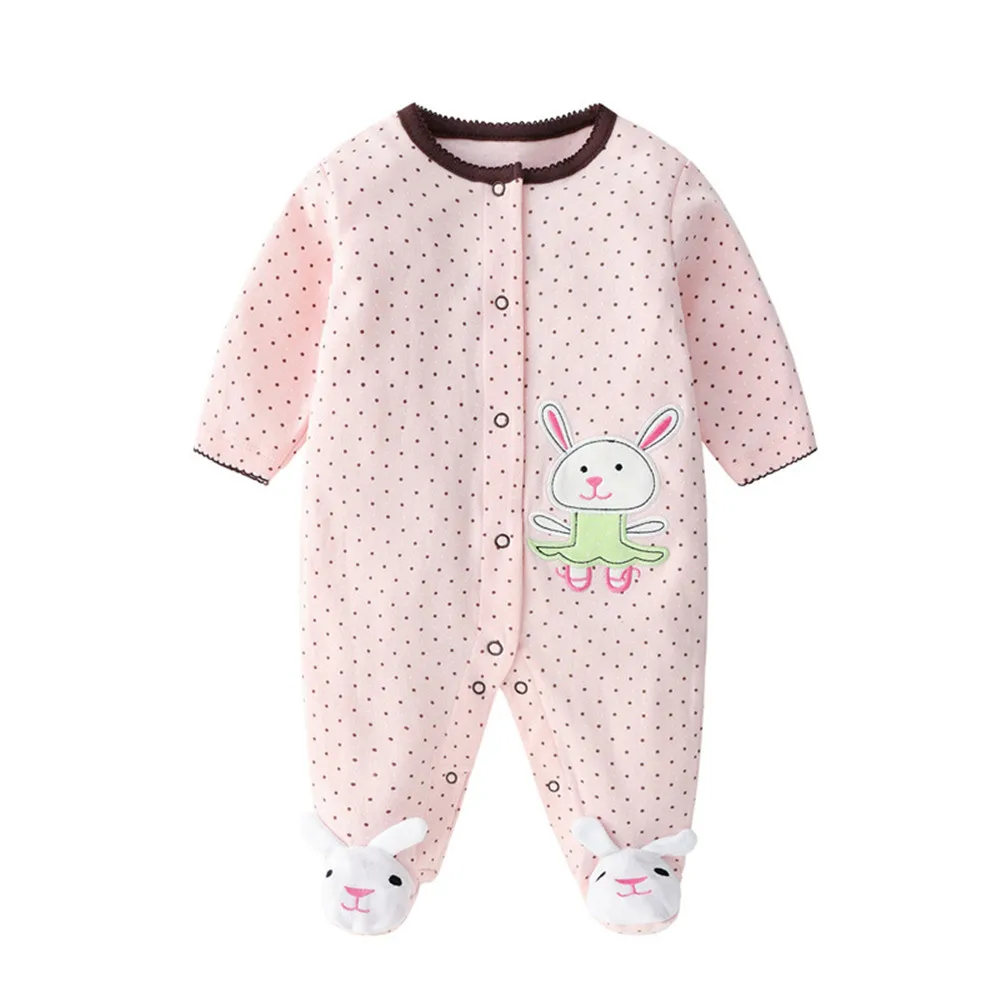 Newborn Rompers Infant Baby Girl Printed Friute Strawberry Bodysuit Long Sleeve Foot Wrap Onesie Spring Autumn Outfits Clothes