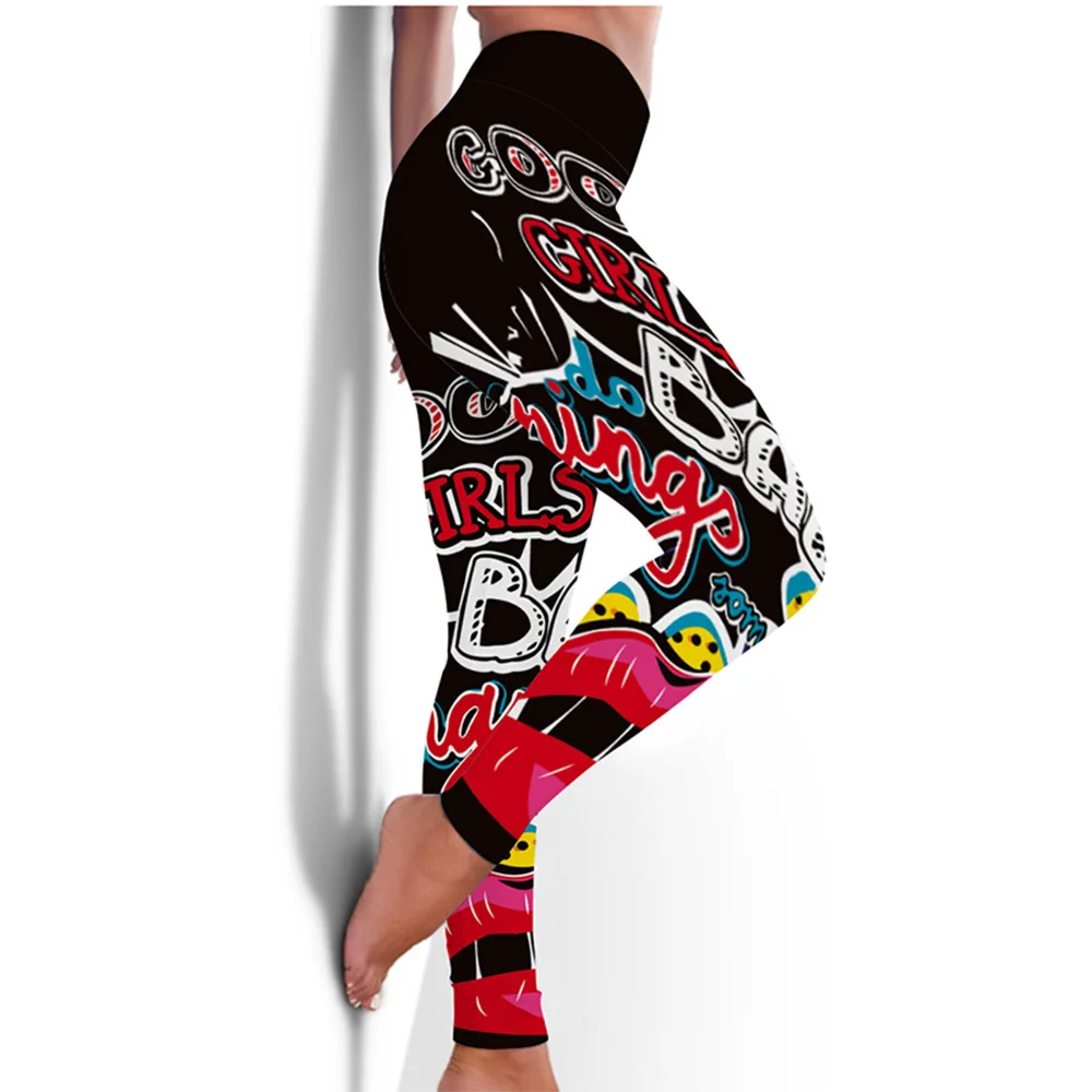 

2021 New Letter Print Yoga Pants Letter Leggings Sport Women Fitness High Waist Leggings Elastic Seamless Tight Yoga Trousers