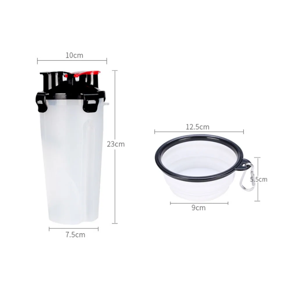

2 In 1Pet Water Bottle Dispenser Travel Portable Dog Cat Drinking Travel Folding Silicone Bowl For Dog Cat Food Water Feeder Cup