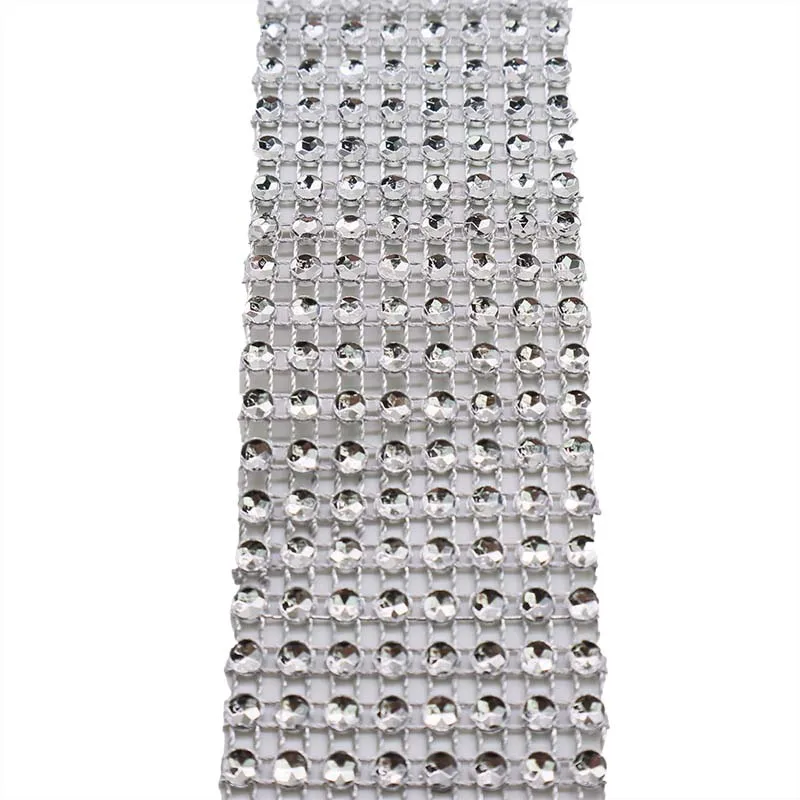 02 silver 2 ярда 4 см блестящая Алмазная сетка, лента, Серебряные стразы, сетка для дома, вечерние украшения, лента со стразами, ручная работа - Цвет: 02 silver