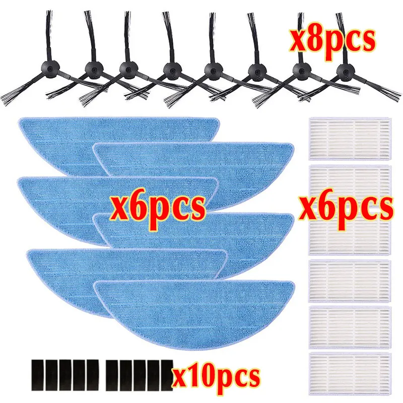 30pcs-set 8 шт кучи фильтр Швабра Ткань боковая щетка для chuwi ilife v5s life v5 pro x5 V3L V5 V3S V3S pro V50 Запчасти для роботизированного пылесоса - Цвет: 30pcs-set