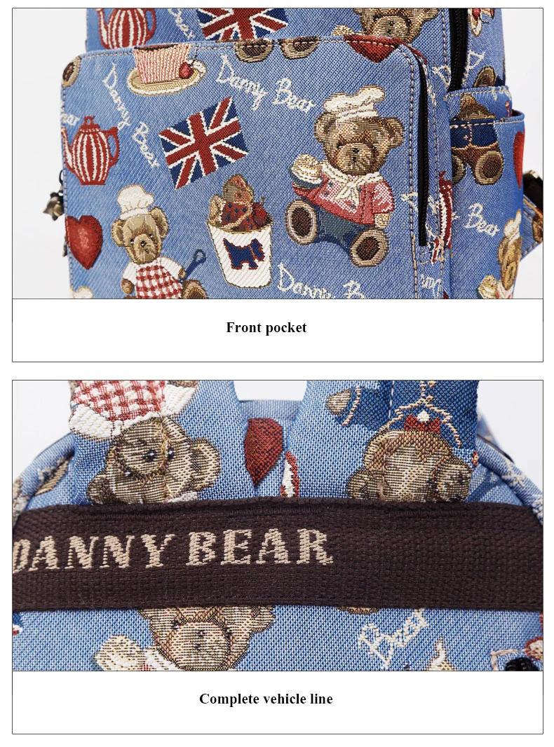 Women's Backpacks Funny Bears Printed Canvas School Bags for Teenage Girls Travel Shoulder Bag Mochila Feminina Bolsas