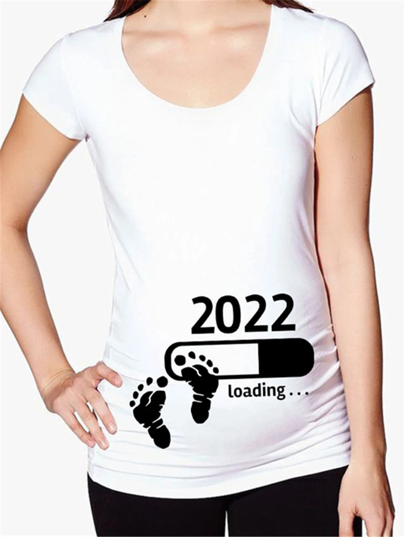 Детская нагрузка 2022 женская футболка с принтом для беременных рубашка коротким