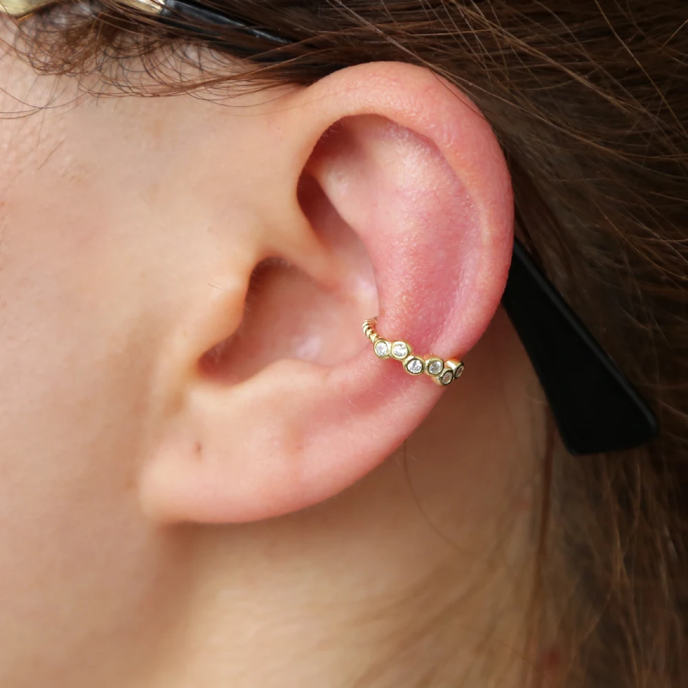 Женские серьги из стерлингового серебра 925 пробы Круглый фианит на клипсе с