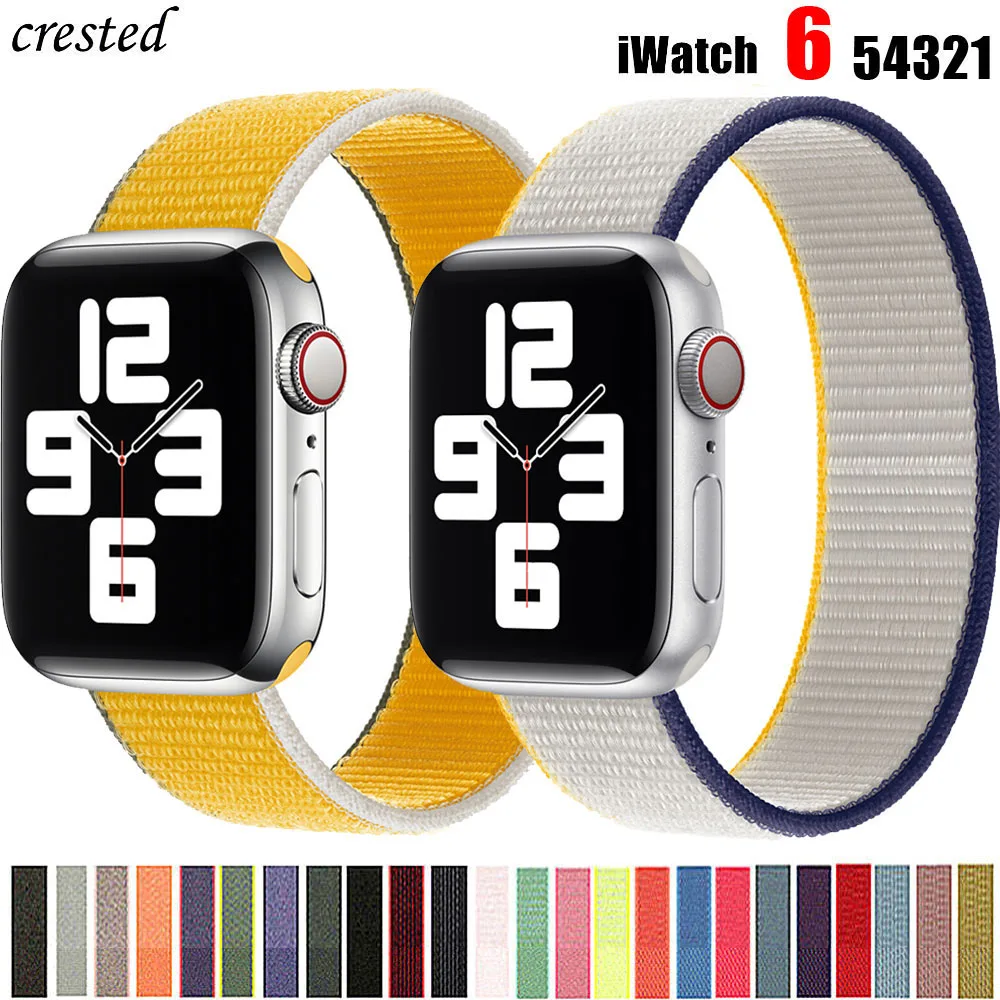 Ремешок для apple watch band 44 мм 40 42 38 аксессуары смарт часов нейлоновая петля браслет