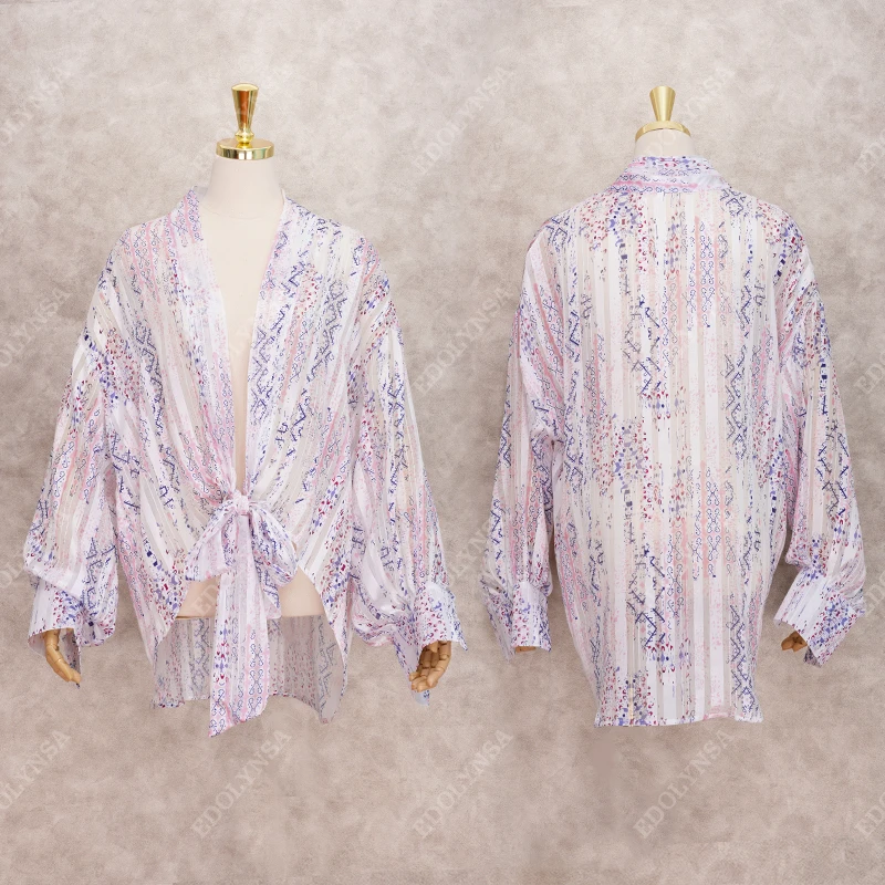 2020 Pink Bohemian PrintedSexy Deep V-neck Long Sleeve Plus Size Tunic Women Tops and Blouses Shirts blusas mujer de moda A398