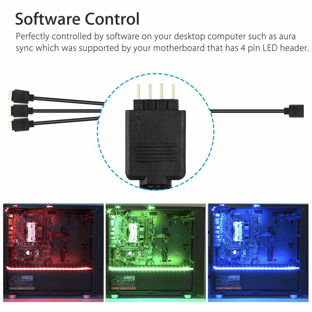 Светодиодный ночник RGB для игр светильник-полоска 4pin RGB-Header 12 В Управление по ПК