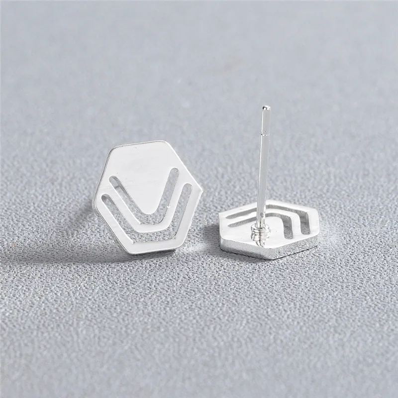 Kinitial серьги-гвоздики с шестигранной головкой из нержавеющей стали для женщин и