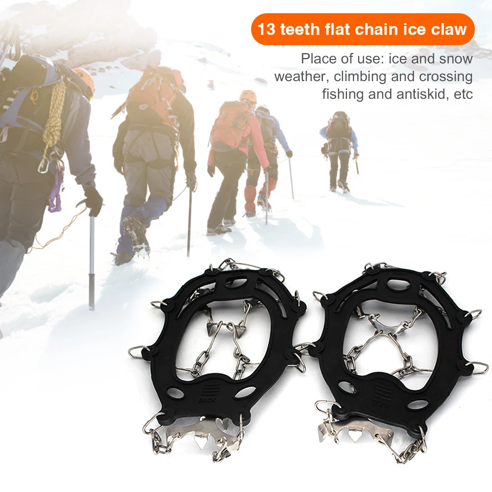 

13 Teeth Climbing Crampons for outdoor winter Walk Ice Fishing Snow Shoes Antiskid Shoes Manganese Steel Shoe Covers