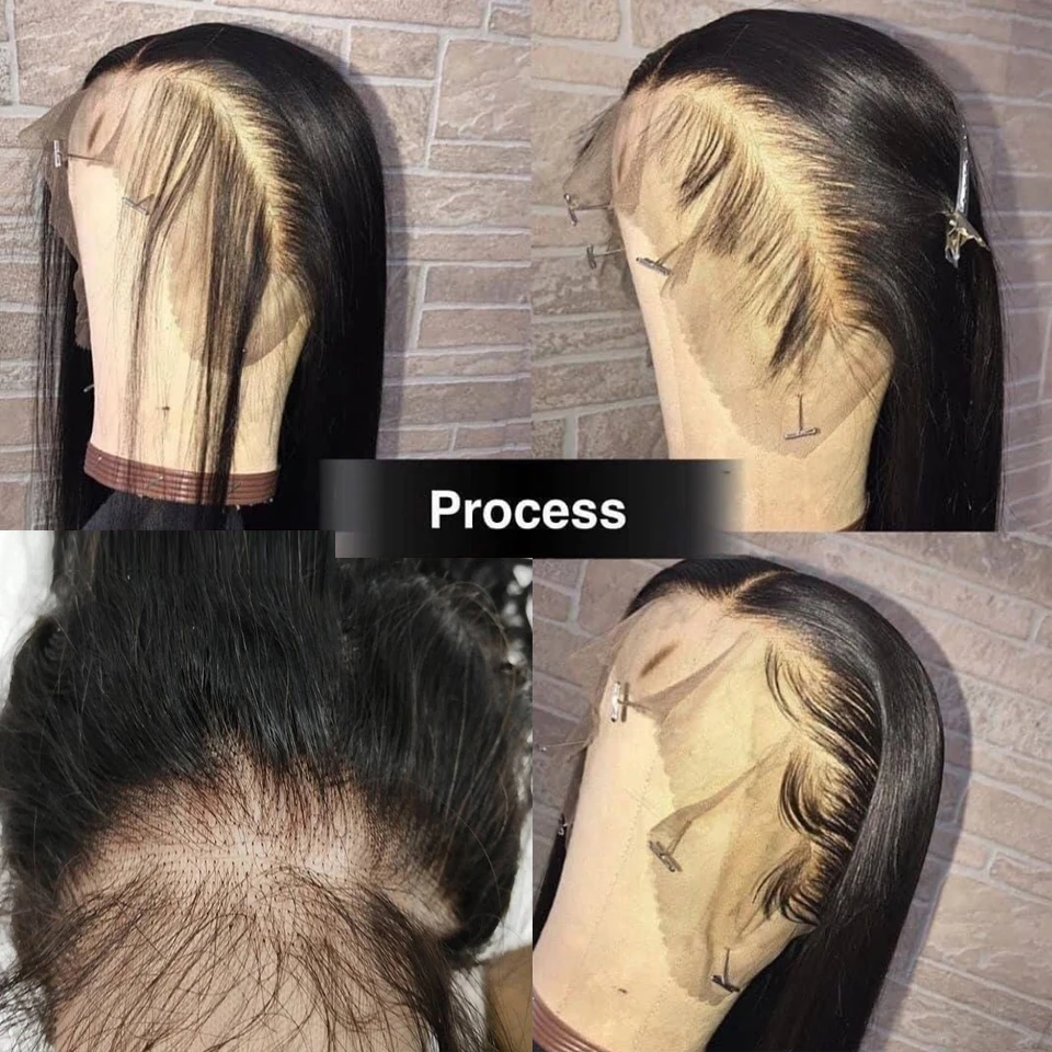 Длинные прямые парики из человеческих волос на сетке спереди для женщин