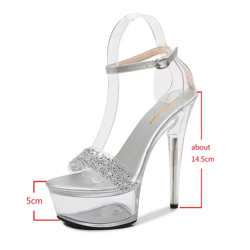 Crystal clear sandals Walking Show Stripper Heels Clear Shoes Woman Platforms High Heels Sandals Women Sexy Fish Mouth Shoes2023 images - 6