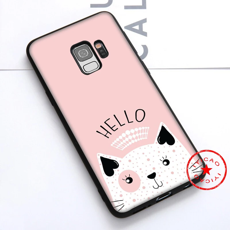 IYICAO Cat And Coffee Cut Soft Case for Samsung Galaxy S10e S10 S9 S8 Note 8 9 10 Plus S6 S7 Edge TPU |