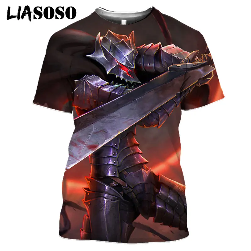

LIASOSO 3D Print Women Men Japan Anime Berserk Streetwear Fashion Cosplay T-shirt Cool Tee Casual Harajuku T Shirts Hip Pop Tops