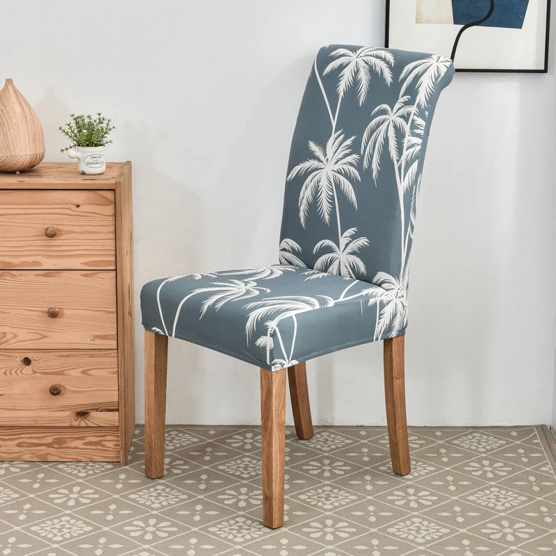 

leaves printed dining room chair cover spandex elastic for wedding office banquet chairs slipcovers room decoration