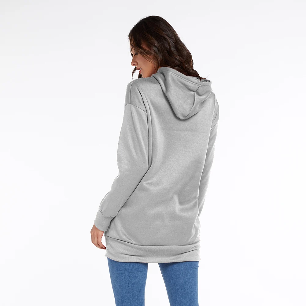 Женская толстовка с капюшоном FADZECO однотонная Повседневная Толстовка Осень-зима