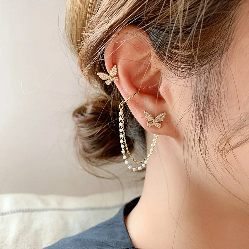 

Korean Elegant Shiny Rhinestone Butterfly Stud Earrings For Women Girl Fashion Sweet Cute Small Earrings 2021 Trend Jewelry Gift