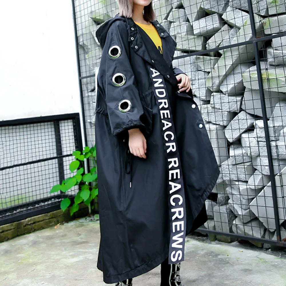 Женский плащ с капюшоном Свободное пальто большого размера ажурным рукавом и