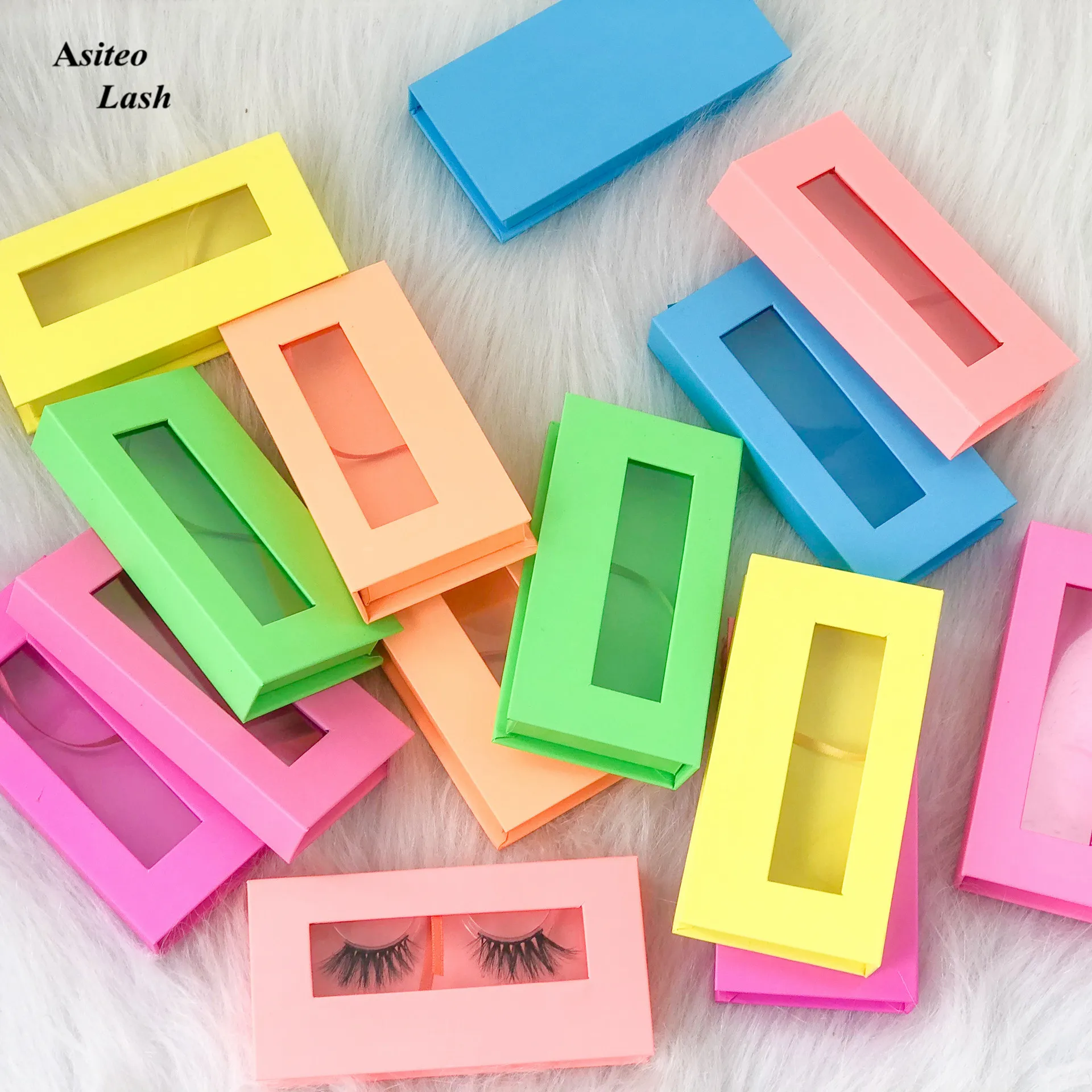 

NEW 10/20pcs Square candy color false eyelash packaging box fake 10mm-25mm 3d mink eyelashes boxes diamond case lashes empty