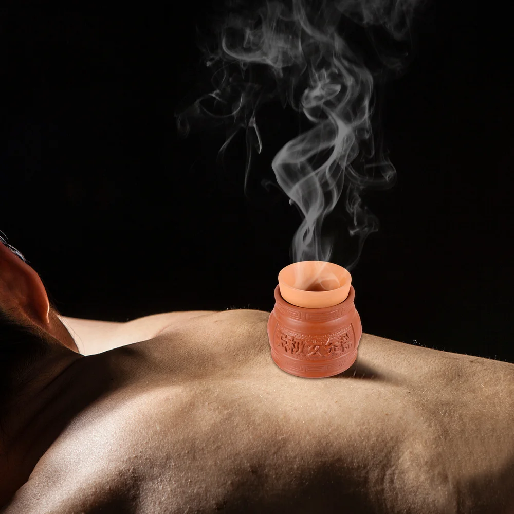 

1Pc Red Porcelain Moxibustion Pot Household Moxibustion Can for Adults