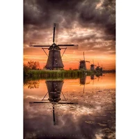 meivn 5d diy diamond painting windmill at sunset full square diamond embroidery landscape rhinestones pictures crafts kit