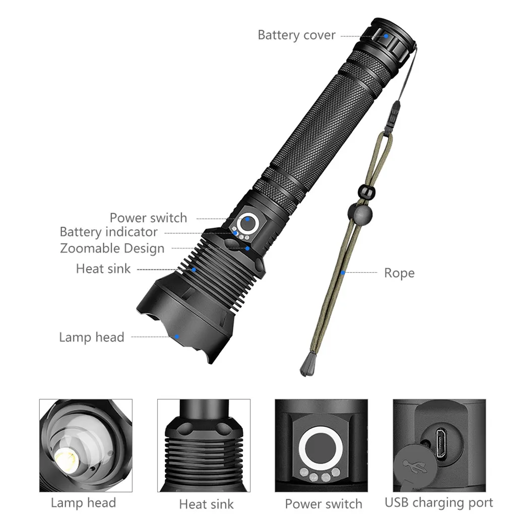 

New P50 High Performance Ultra Bright 1200 Lumens Led Flashlight Torch Hot Sale Qualituy Light Accessories