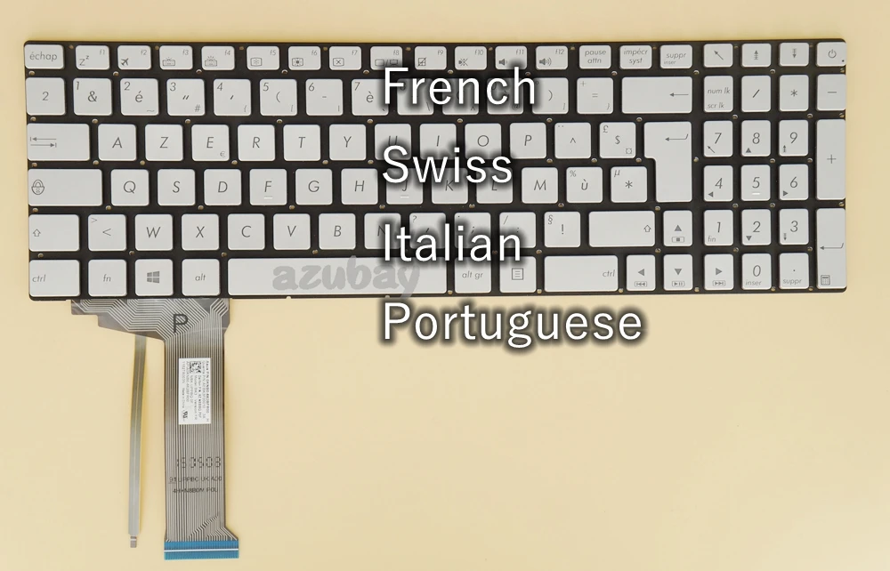 Французская швейцарская итальянская португальская клавиатура для Asus N551JB N551JK N551JM N551JQ N551JW N551JX N551VW N551ZU N552VW N552VX с подсветкой