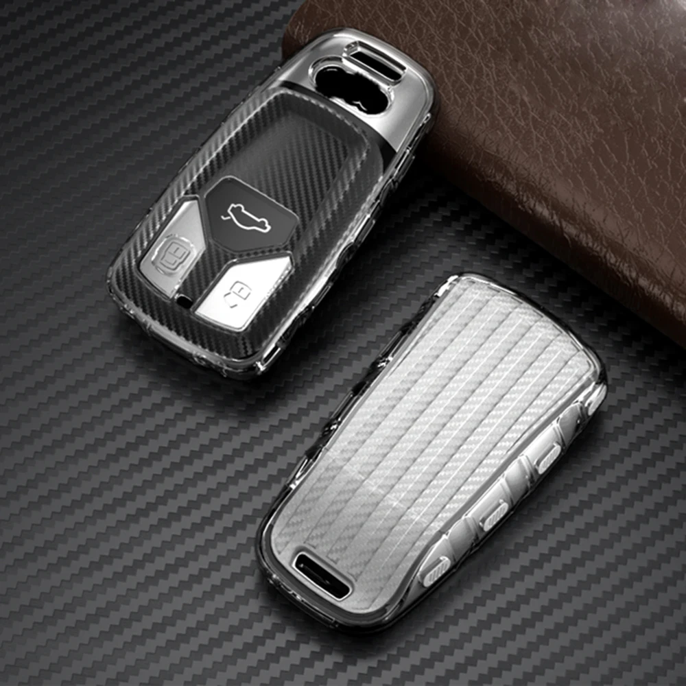 

TPU Key Cover Fob Case 4buttons Shell Cover for Audi A4 Q5 Q7 Tt Tts 2017-2018 Smart Key Silicone Key Case Car Styling